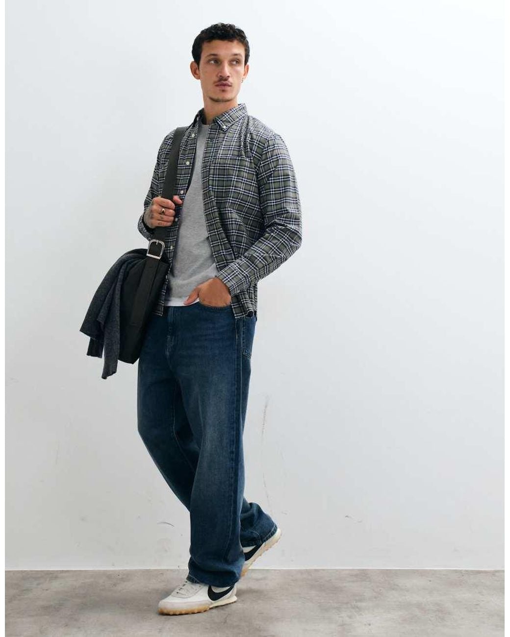 Gap Gray Oxford Checked Shirt for men