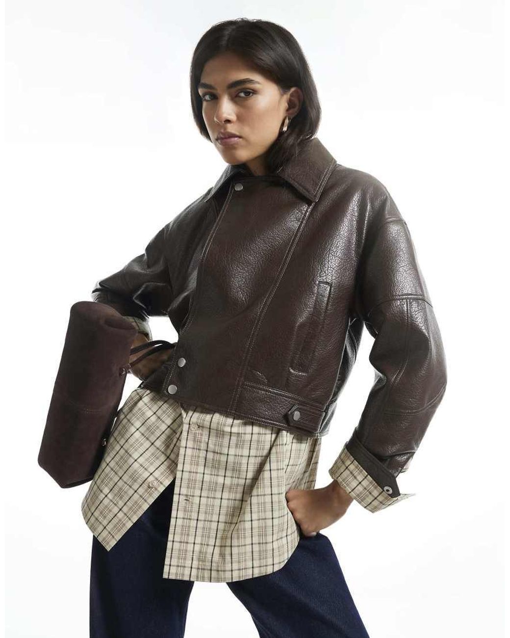 River Island Black Faux Leather Zip Through Jacket
