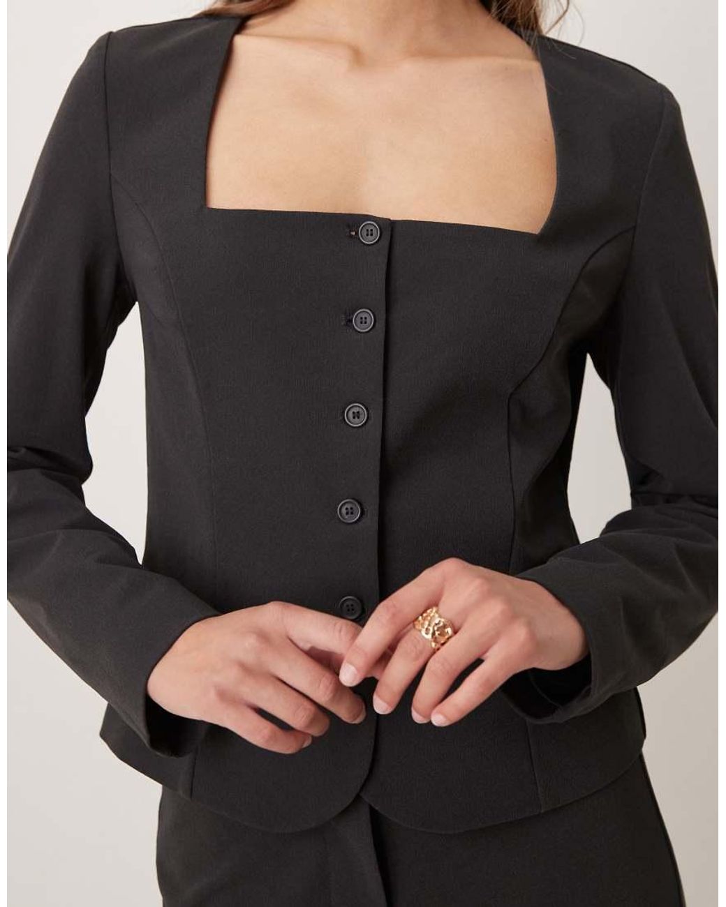 Mango Black Klumi Tailored Square Neck Jacket Co-Ord
