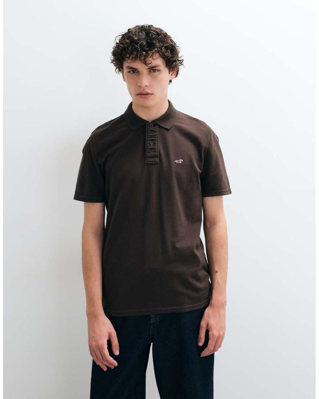 Hollister Black Icon Logo Slim Fit Polo for men