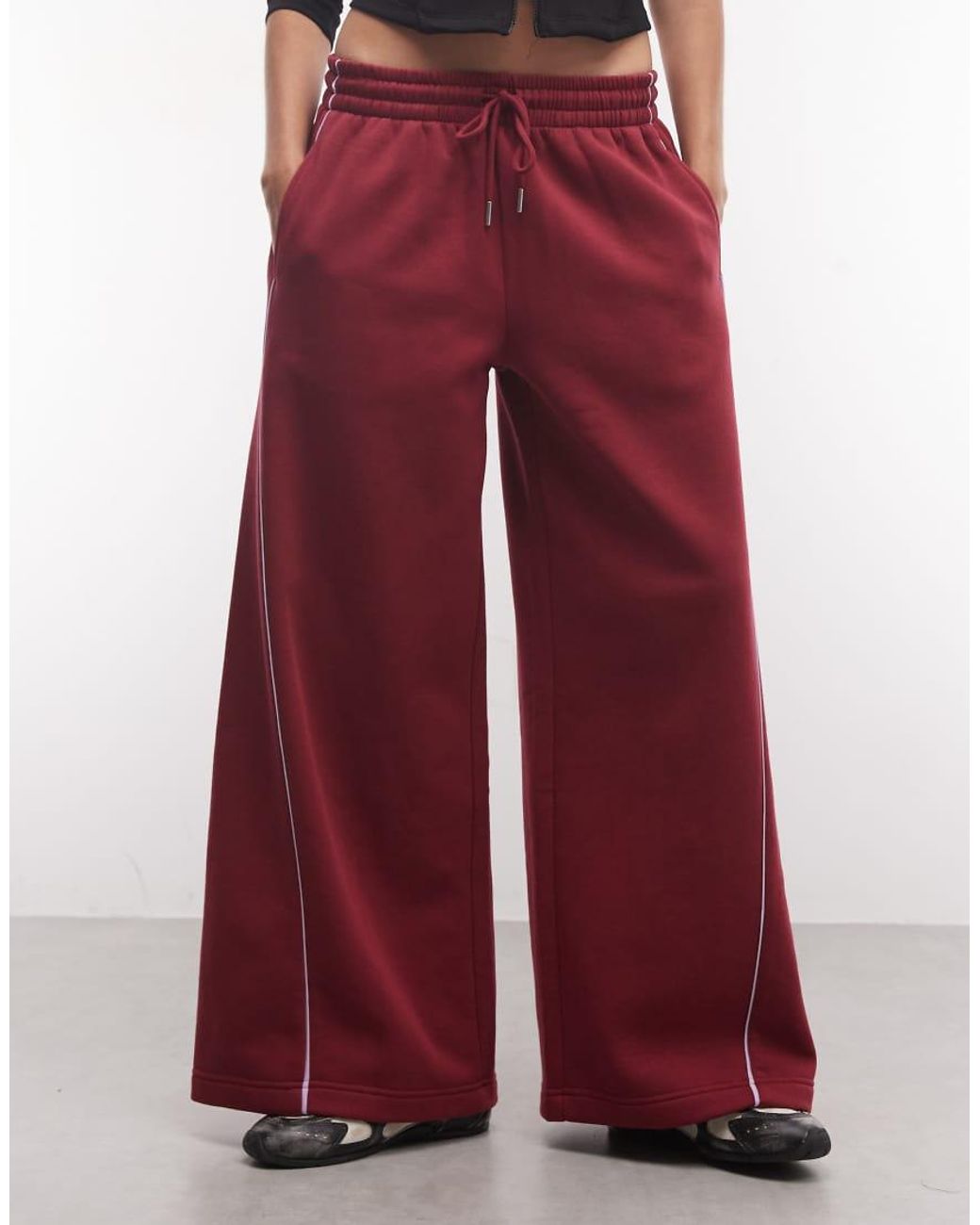 ASOS Red Panelled Extreme Wide Leg jogger With Piping Details