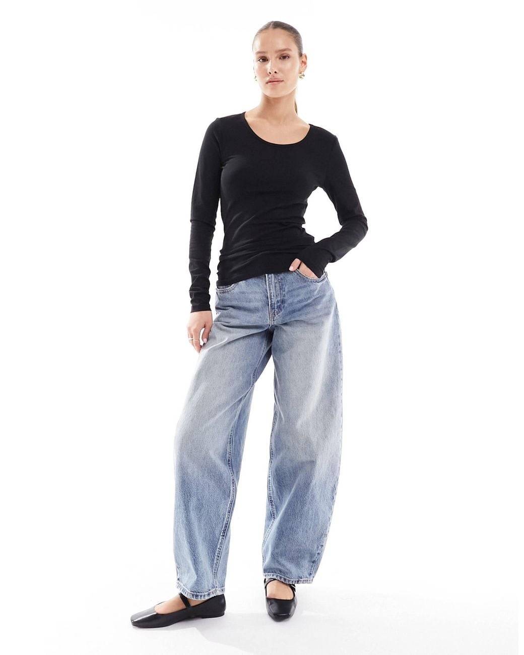 ONLY Black Long Sleeve Crew Neck Top