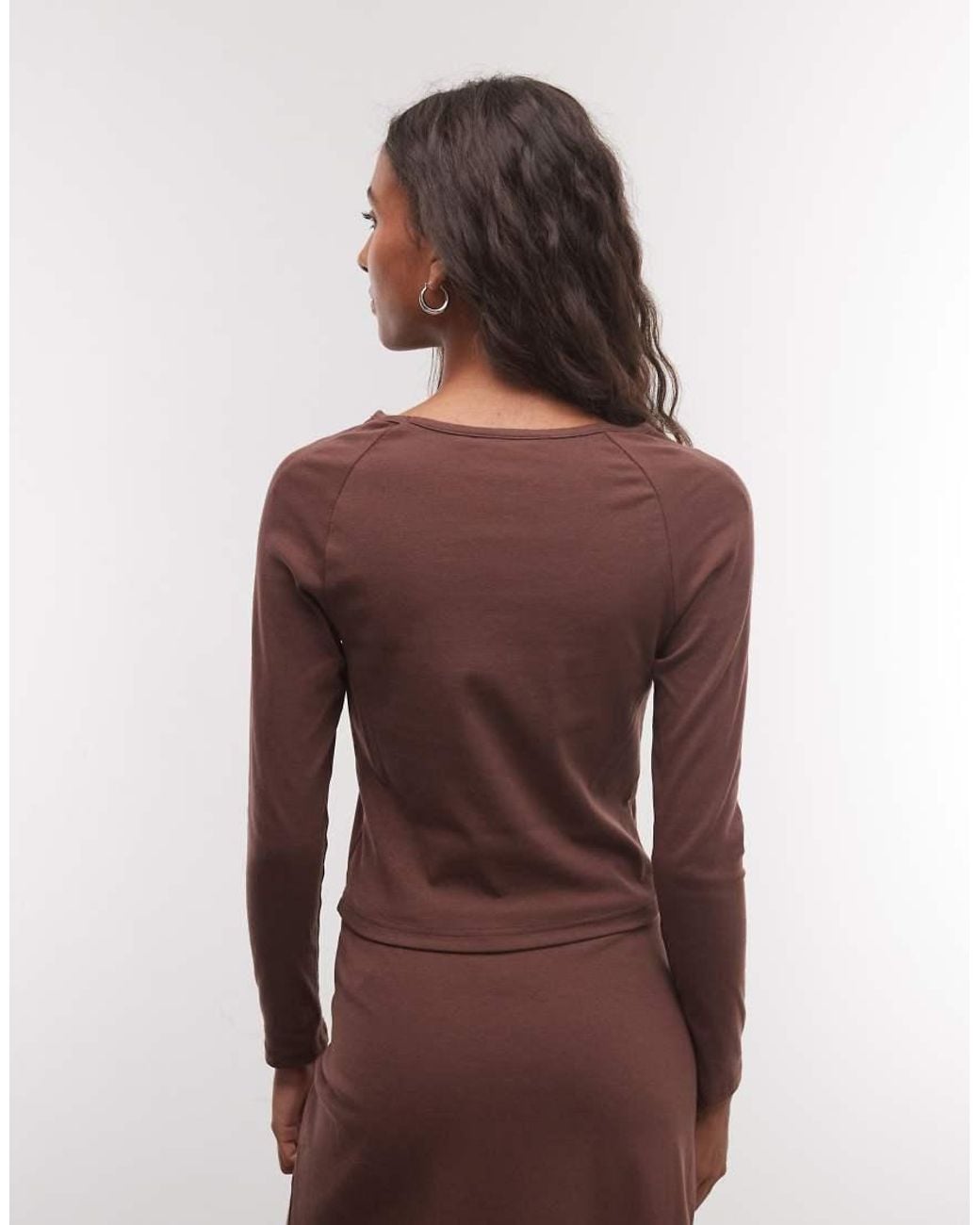 Daisy Street Brown Slinky Top With Buttons
