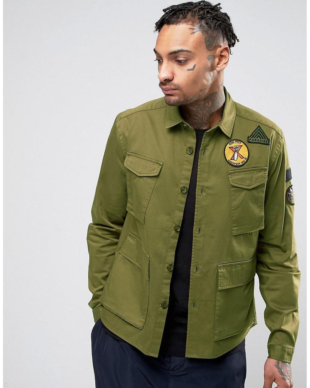 ASOS Military Overshirt In Green for Men | Lyst