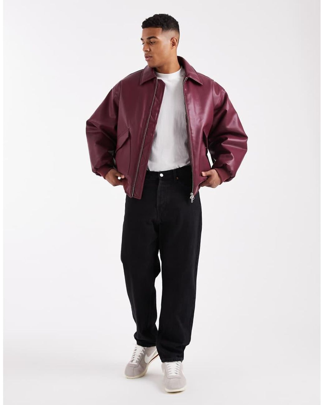 Chaqueta Bomber Extragrande De -Negro ASOS de hombre de color Purple