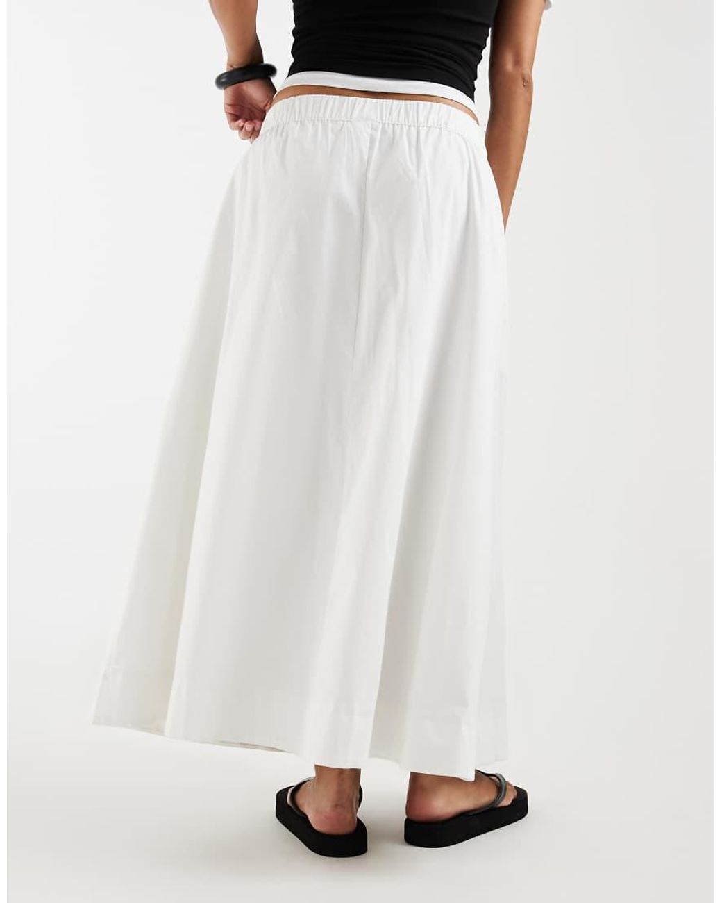 Vero Moda White Pull On Full Midi Skirt