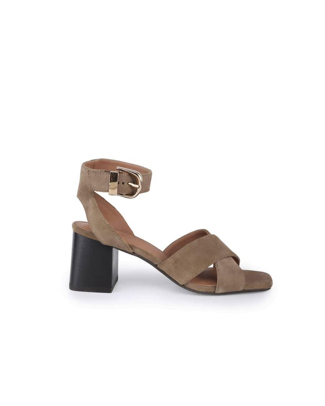 OFF THE HOOK White Ruby Suede Leather Cross Strap Block Heel Sandals