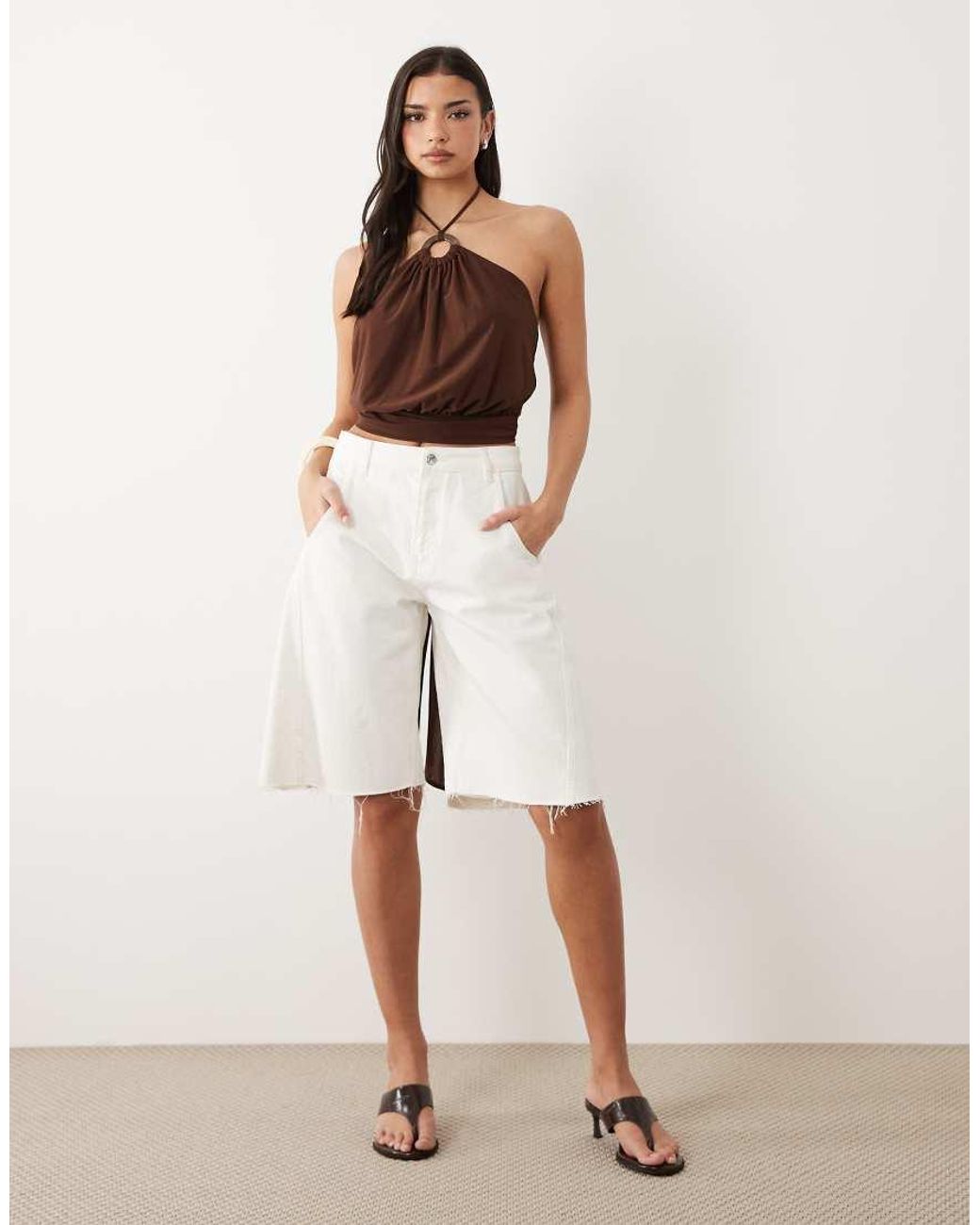 Gina Tricot Brown Halterneck Tie Top