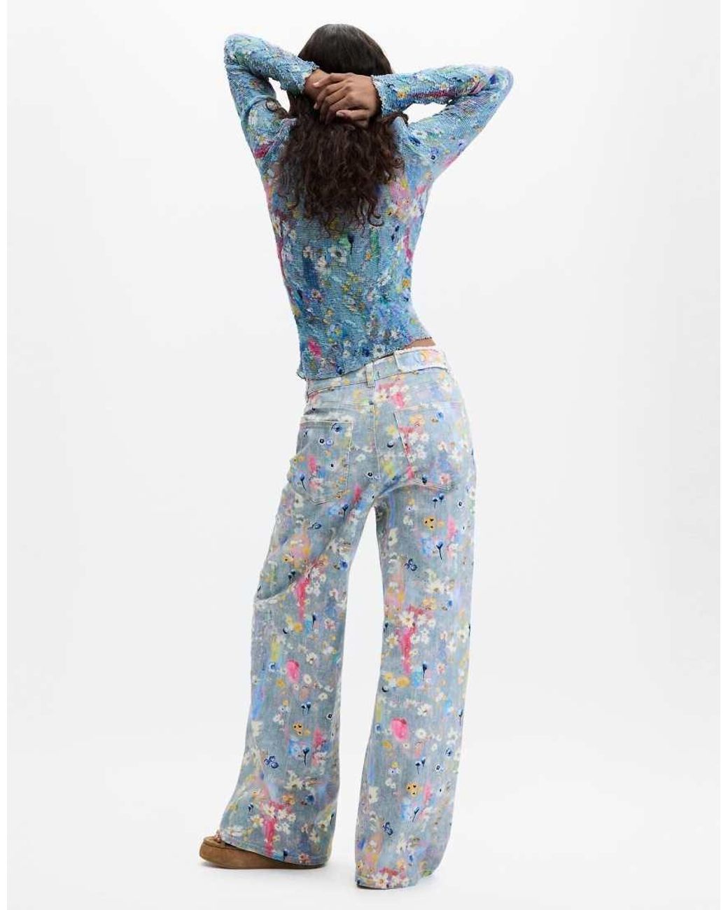 Desigual Blue Printed Denim Trousers