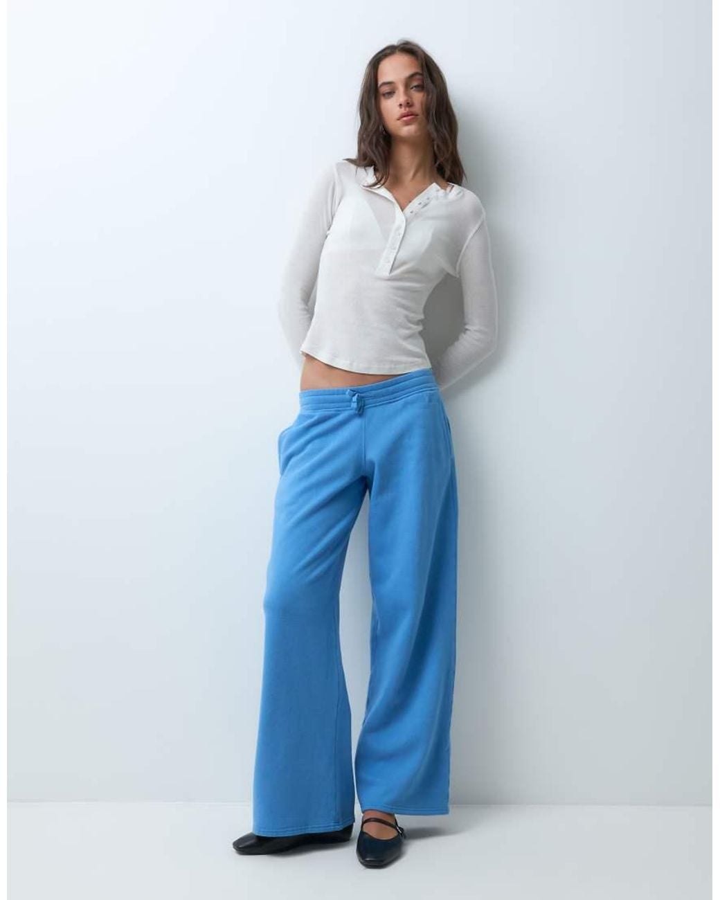 Hollister Blue Low Rise Wide Leg joggers