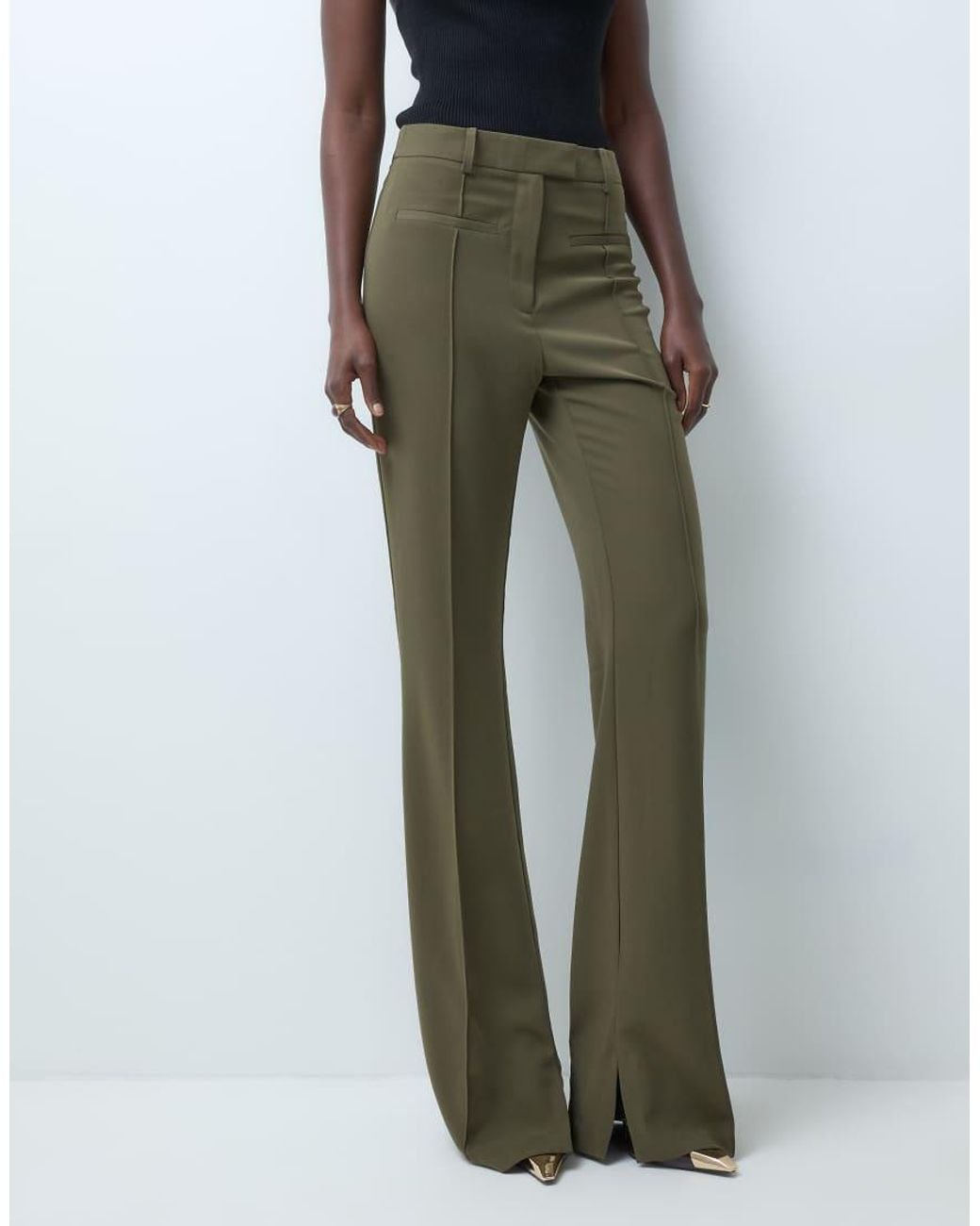 ASOS Green Tall Tailored Skinny Flare Trousers