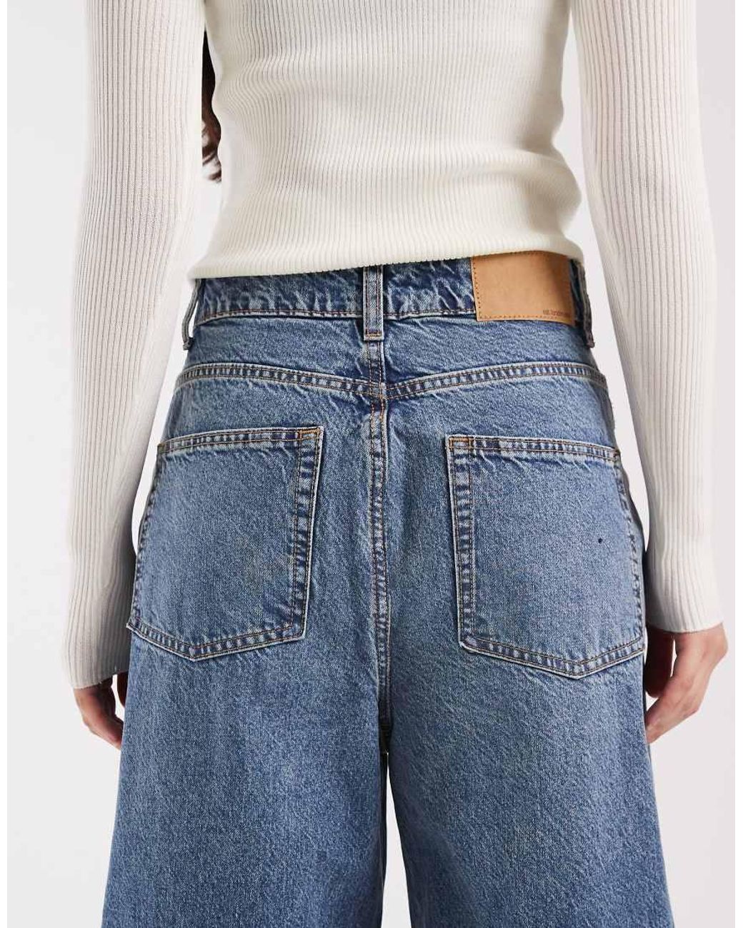 ASOS Blue High Waisted Barrel Leg Jeans