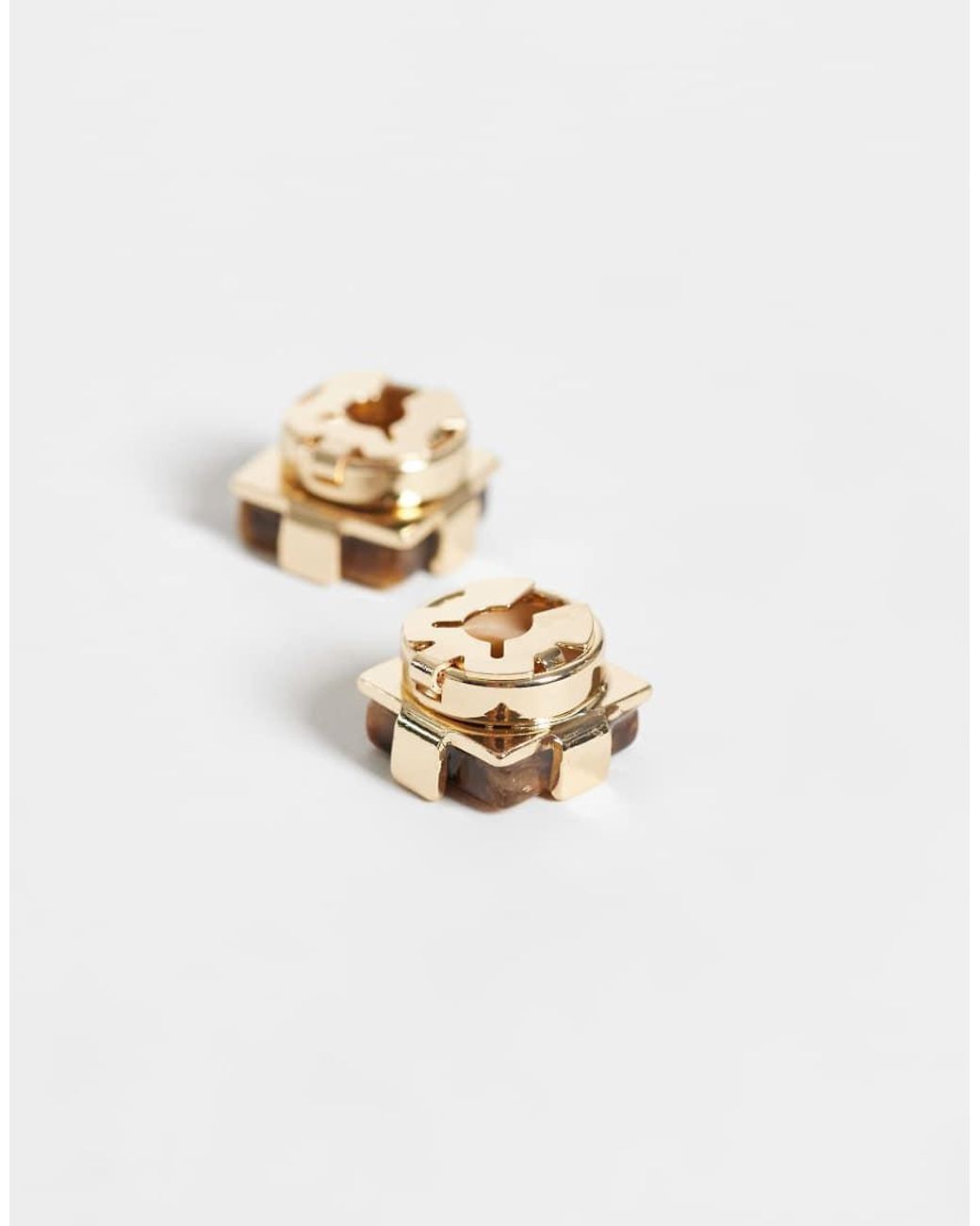 ASOS Natural Square Button-cover Cufflinks With Real Semi-precious Tigers Eye Stone