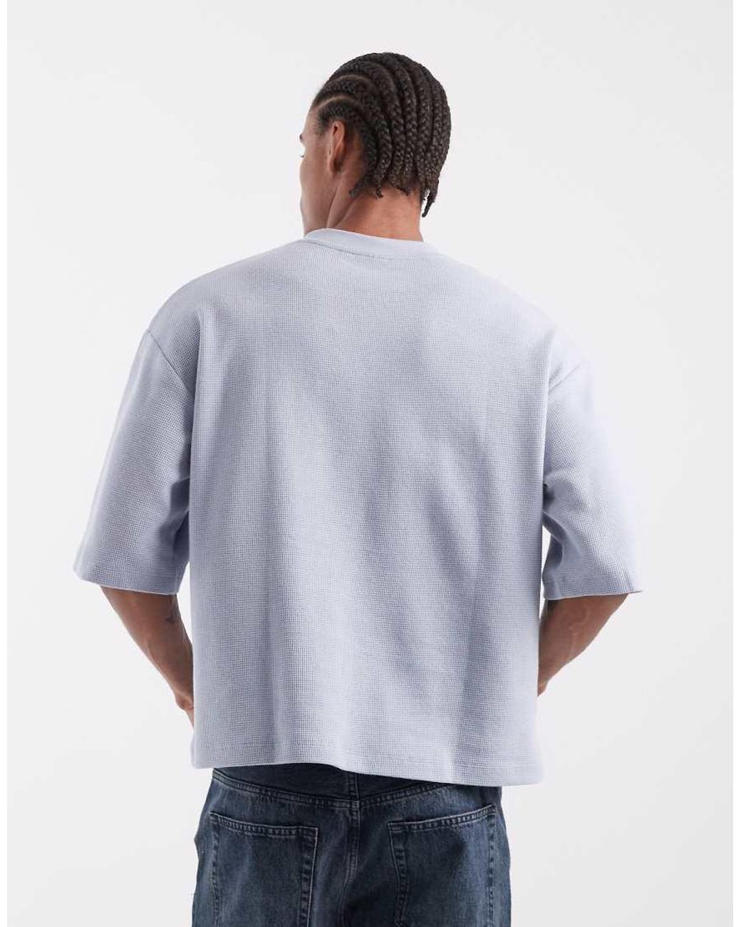 ASOS Blue Boxy Oversized T-shirt With Half Sleeve for men