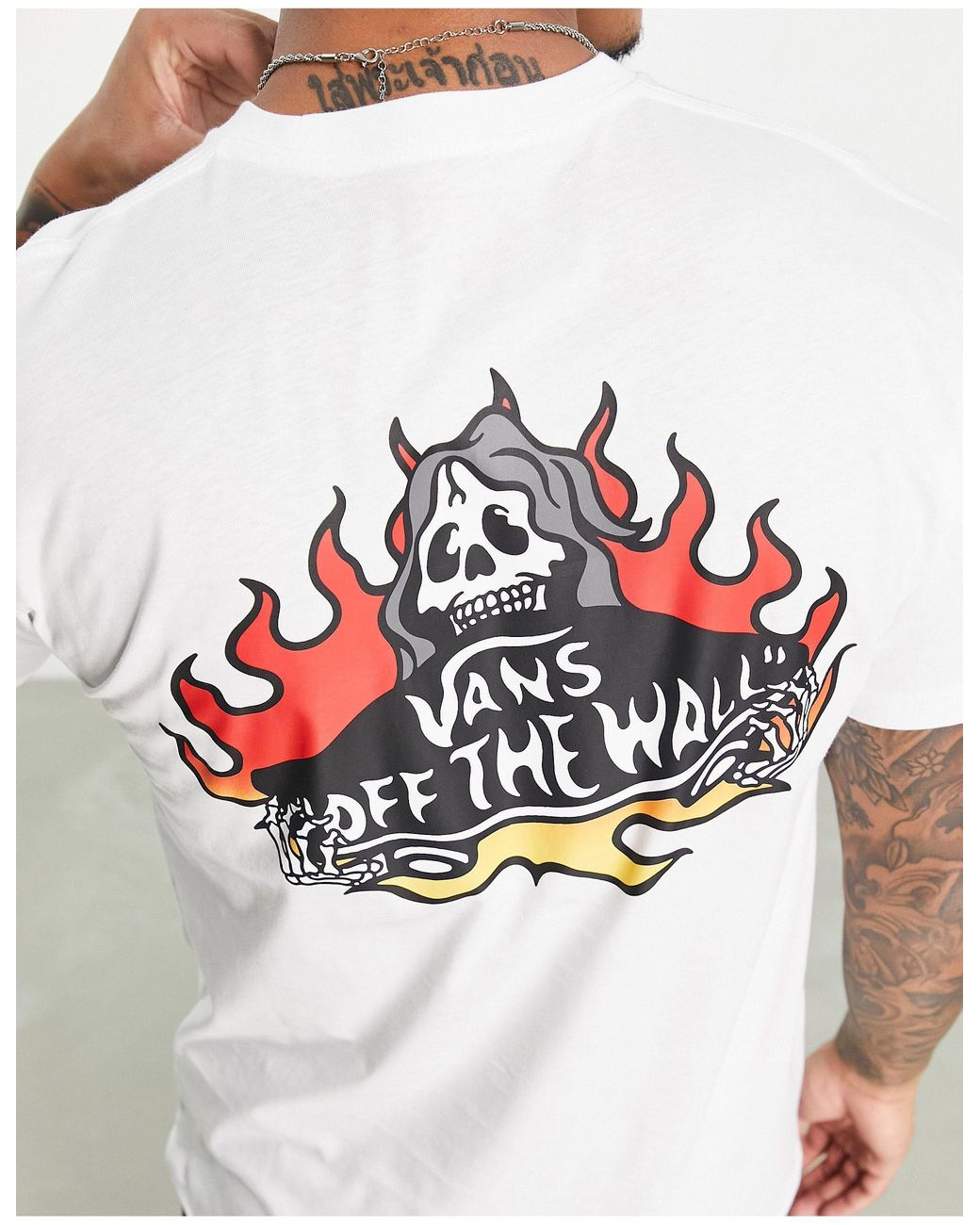 Vans Fuego Skeleton Logo Back Print T-shirt in White for Men | Lyst