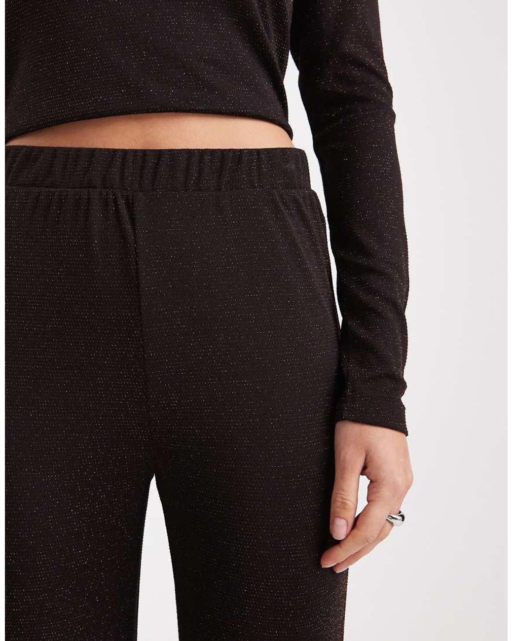 Vero Moda Brown Glitter Wide Leg Trouser Co-Ord