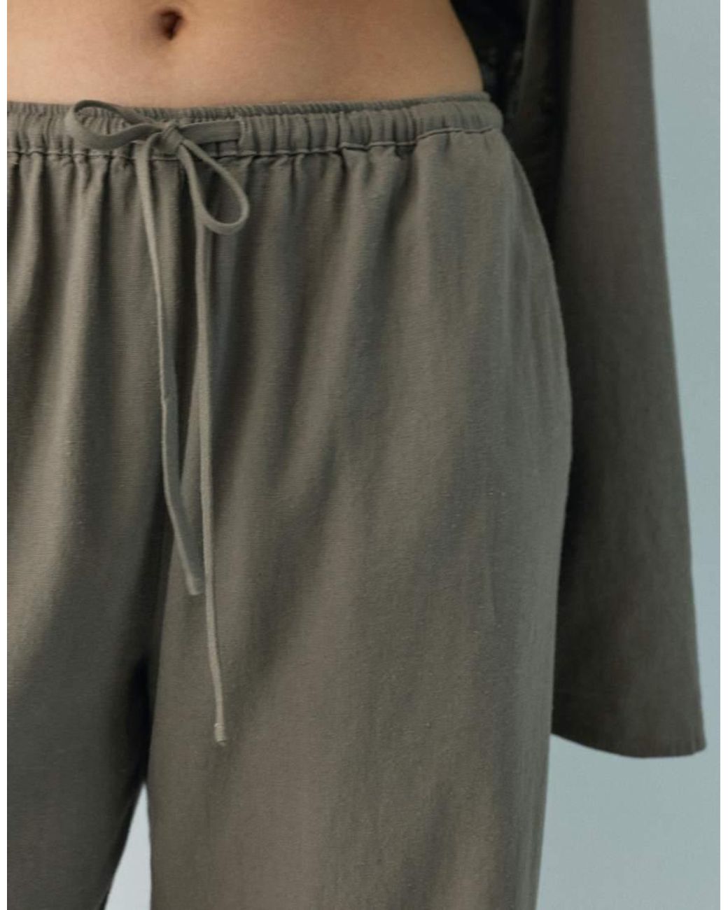 Pull&Bear Green Linen Blend Trousers