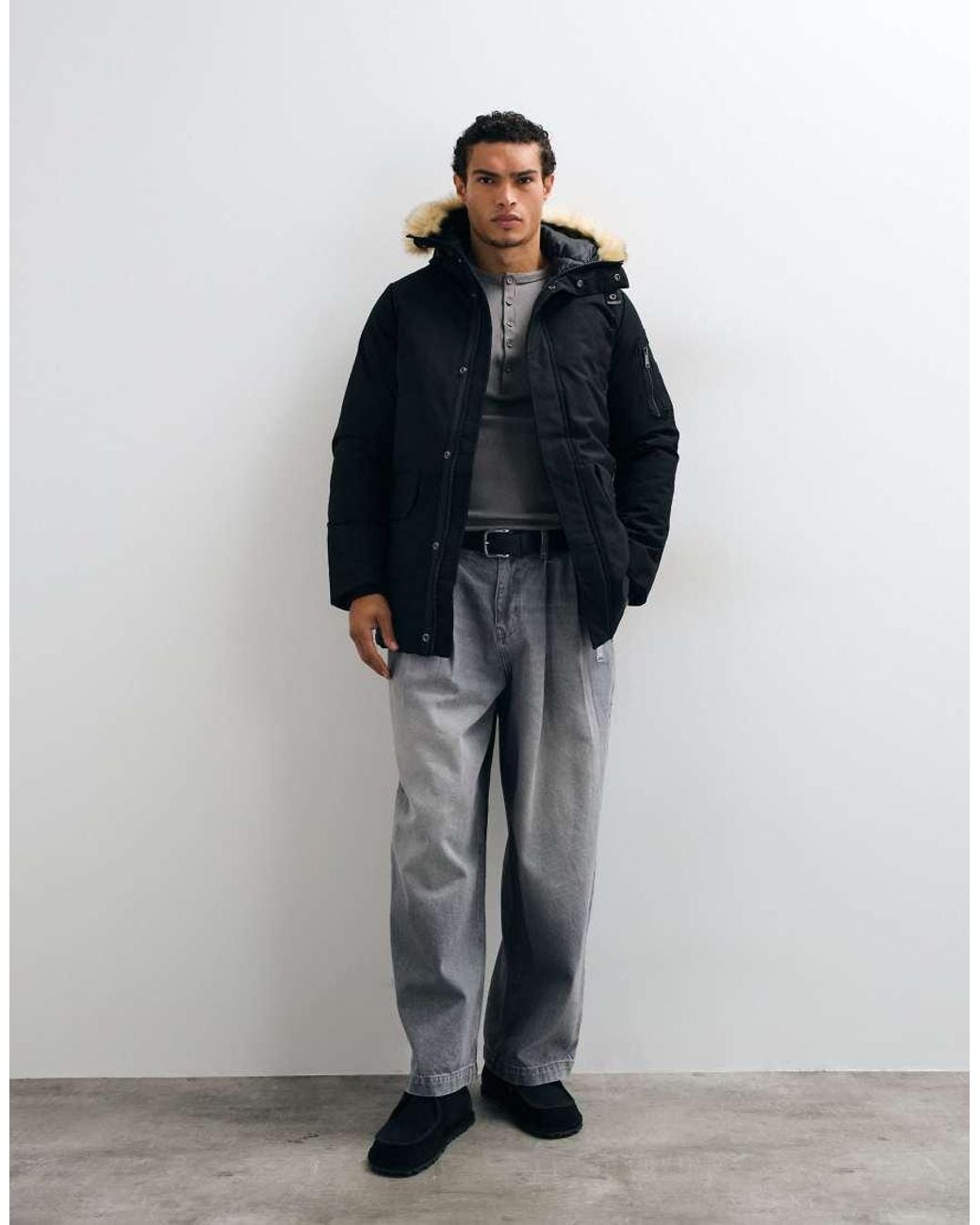 Schott Nyc Blue Padded Parka Jacket for men