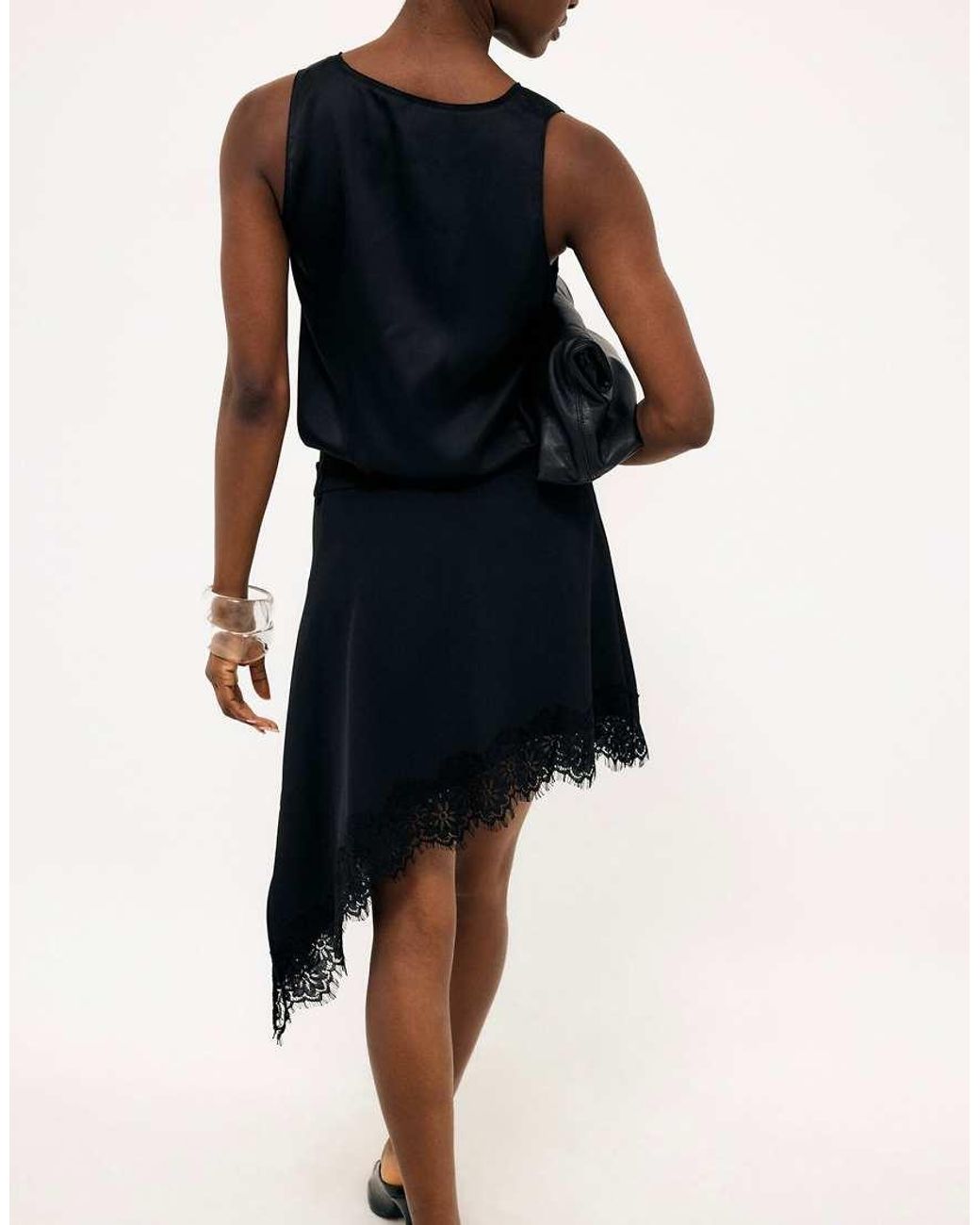 NA-KD Black Asymmetric Lace Mini Skirt