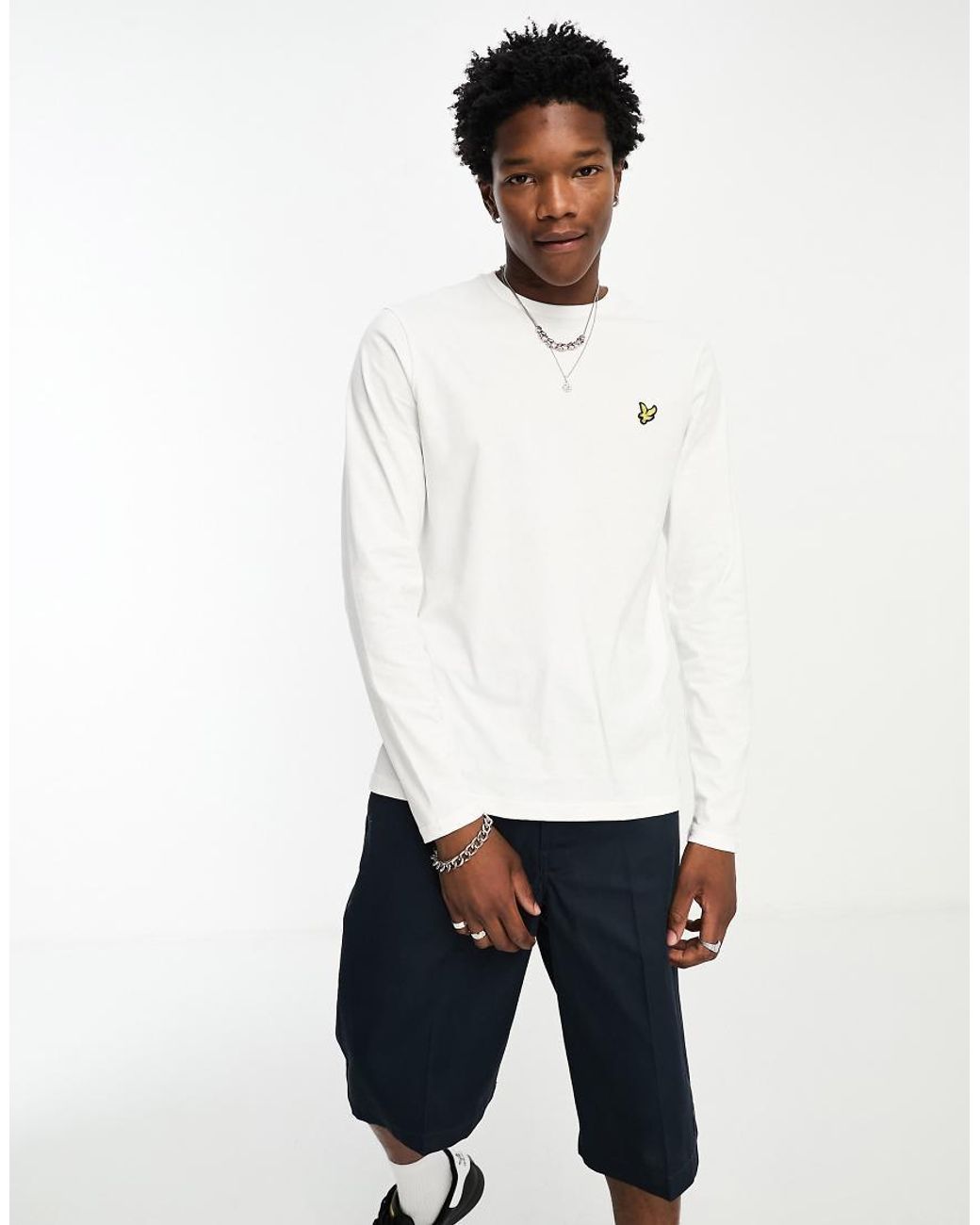 Lyle & Scott White Icon Logo Long Sleeve T-shirt for men