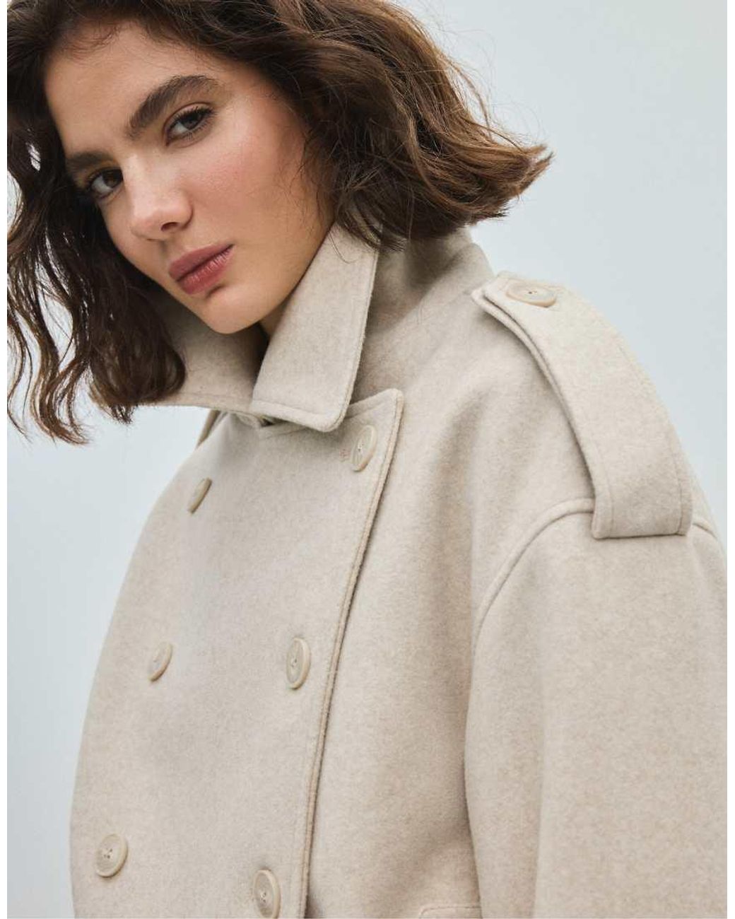 Stradivarius Natural Cropped Trench Jacket