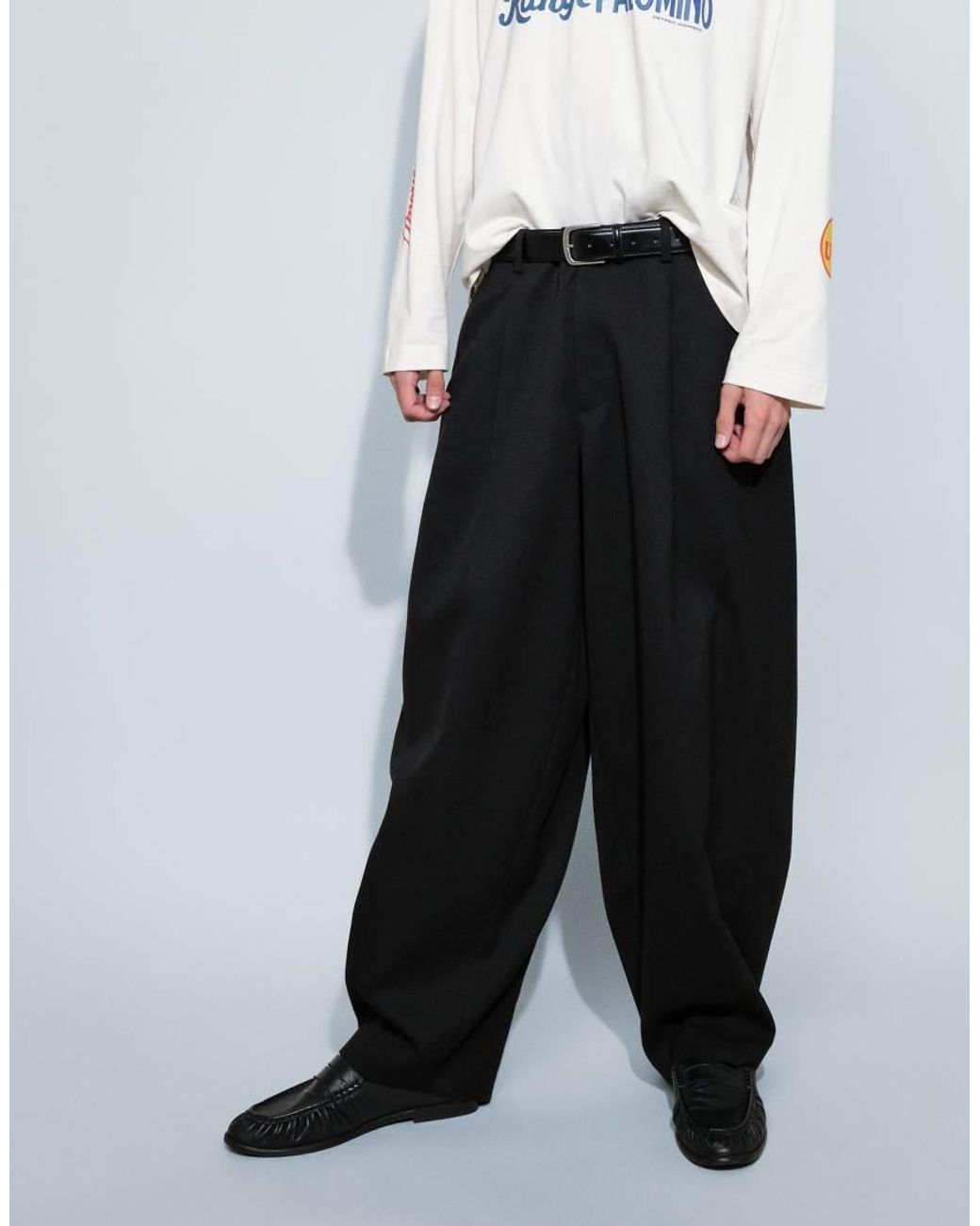 ASOS White Tailored Wide Barrel Leg Trousers for men