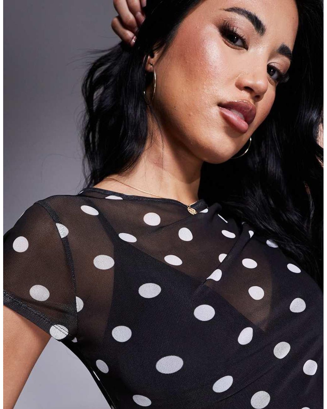 ASOS Multicolor Mesh Polka Dot Print Baby Tee