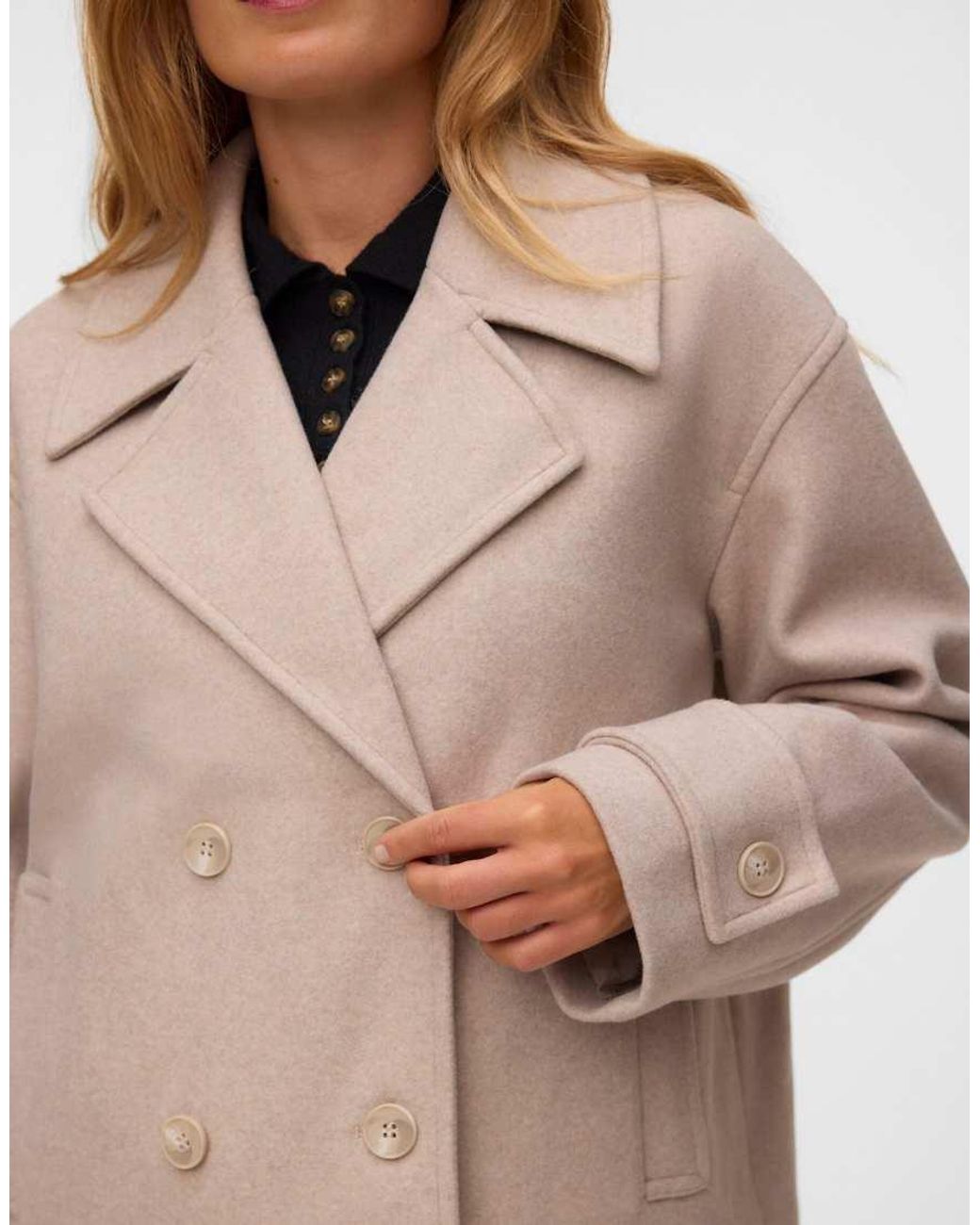 Vero Moda Natural Karla Double Breasted Parka