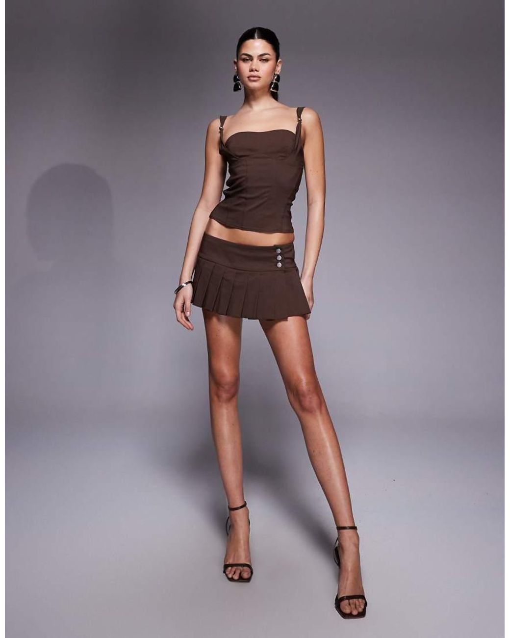I.AM.GIA Gray Idez Metal Hardware Strap Seam Detail Corset Top