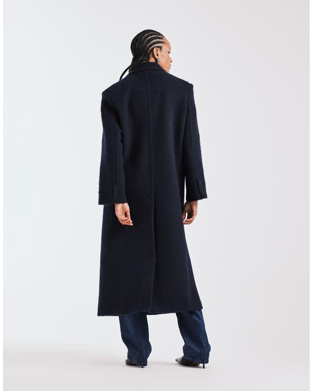 ASOS Blue Premium Brushed Wool Blend Dad Coat