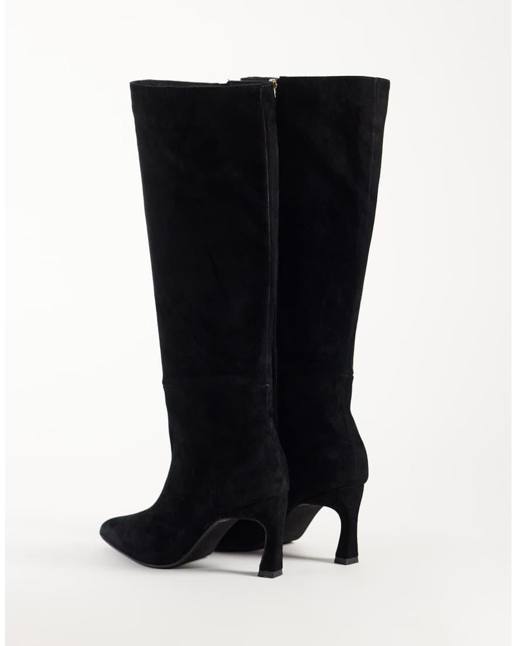 Nobody's Child Black Real Leather Pointed Toe Heeled Knee High Boot