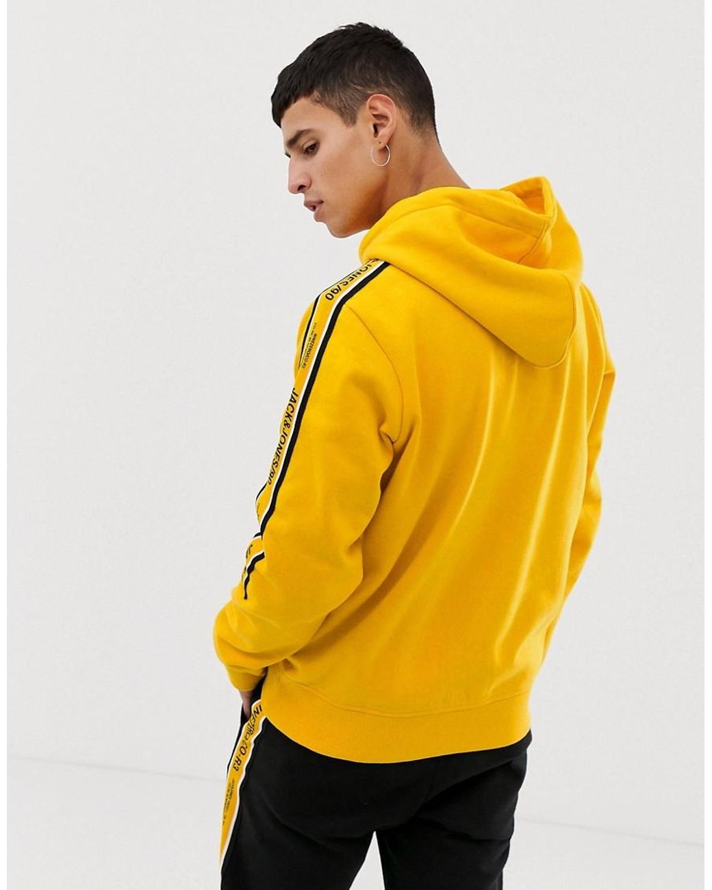 Jack & Jones Denim Core Hoodie With Side Taping in Yellow for Men | Lyst
