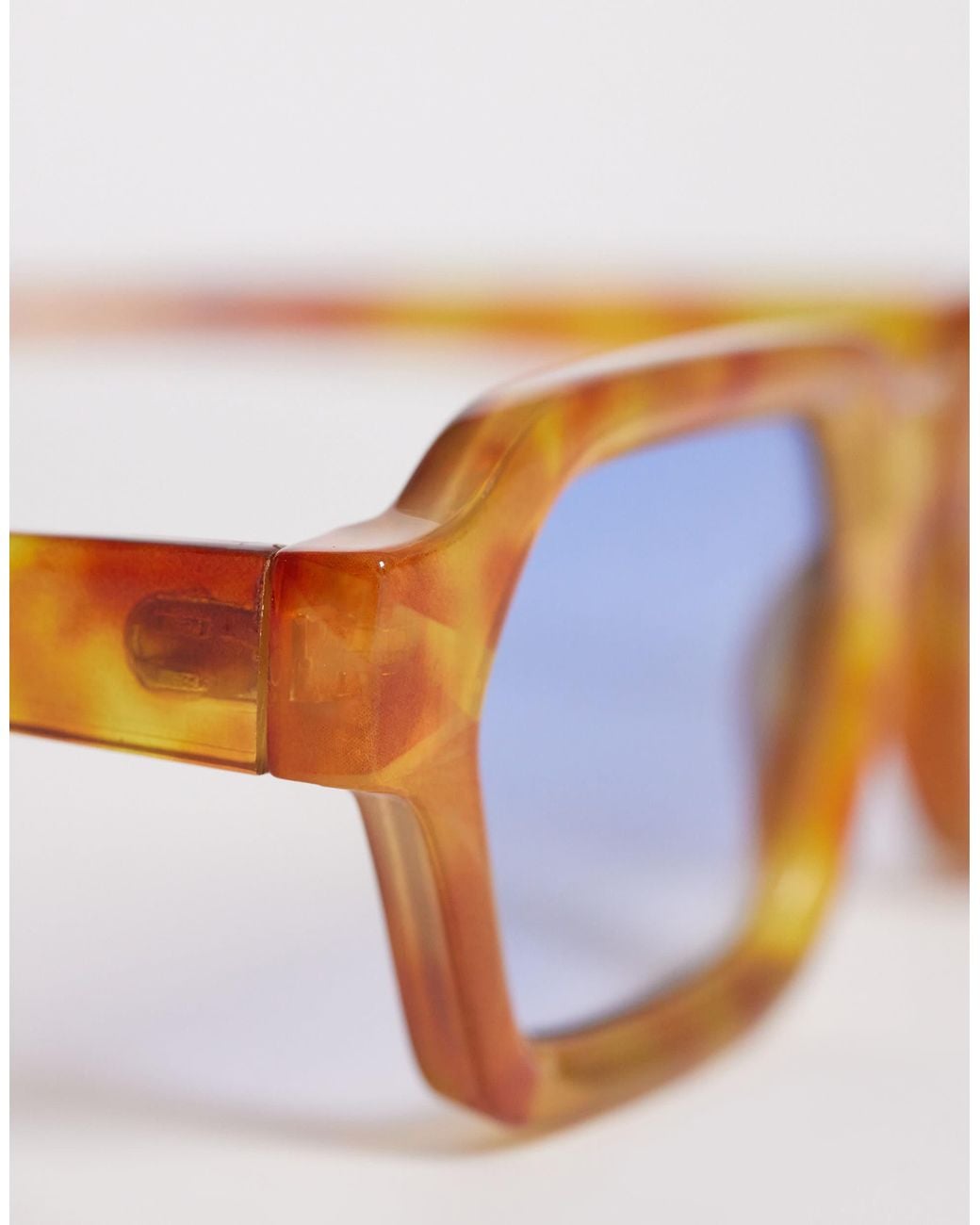 ASOS Blue Rectangle Light Tint Sunglasses for men