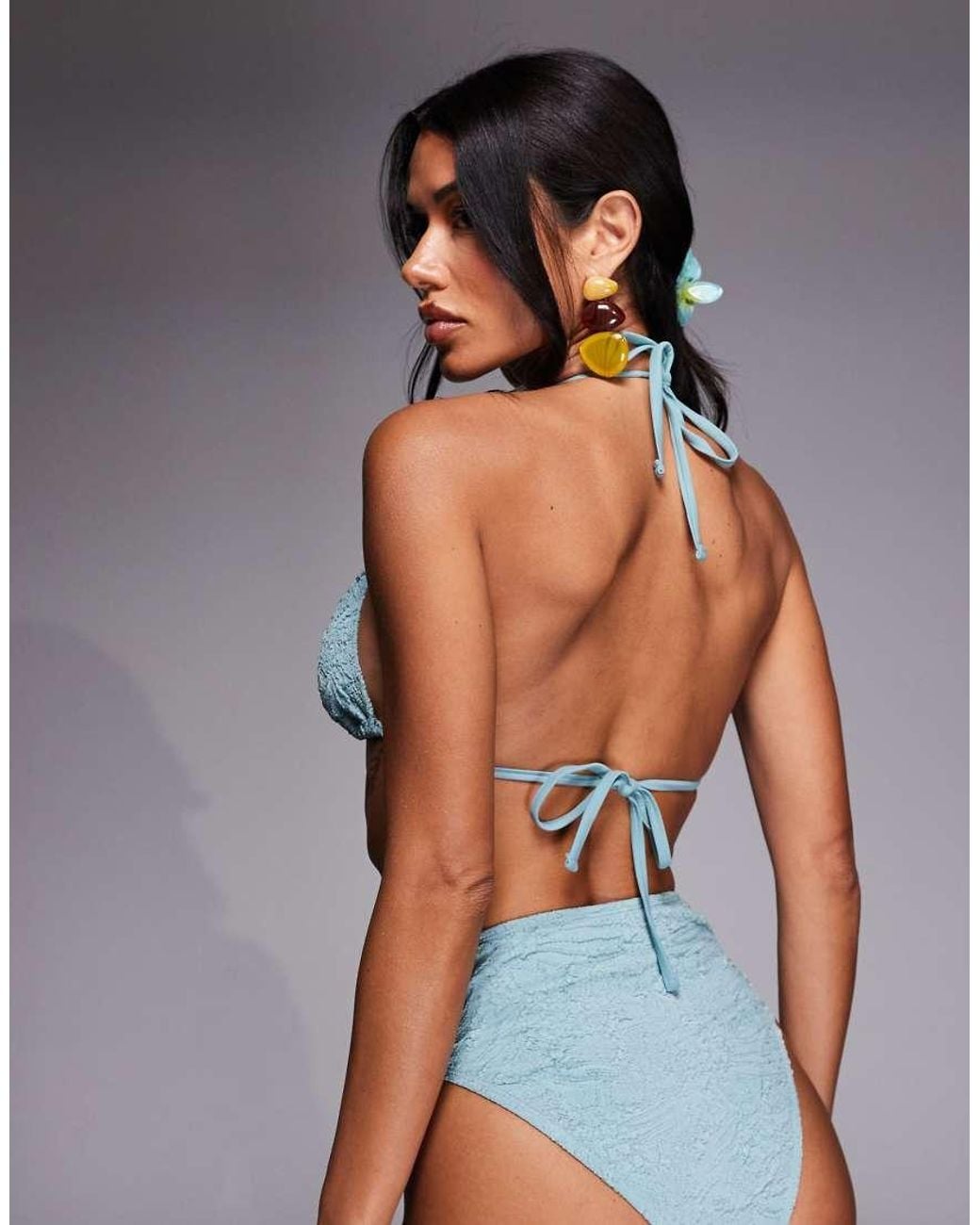 ASOS Blue Fuller Bust Cassi Seychelles High Apex Triangle Bikini Top
