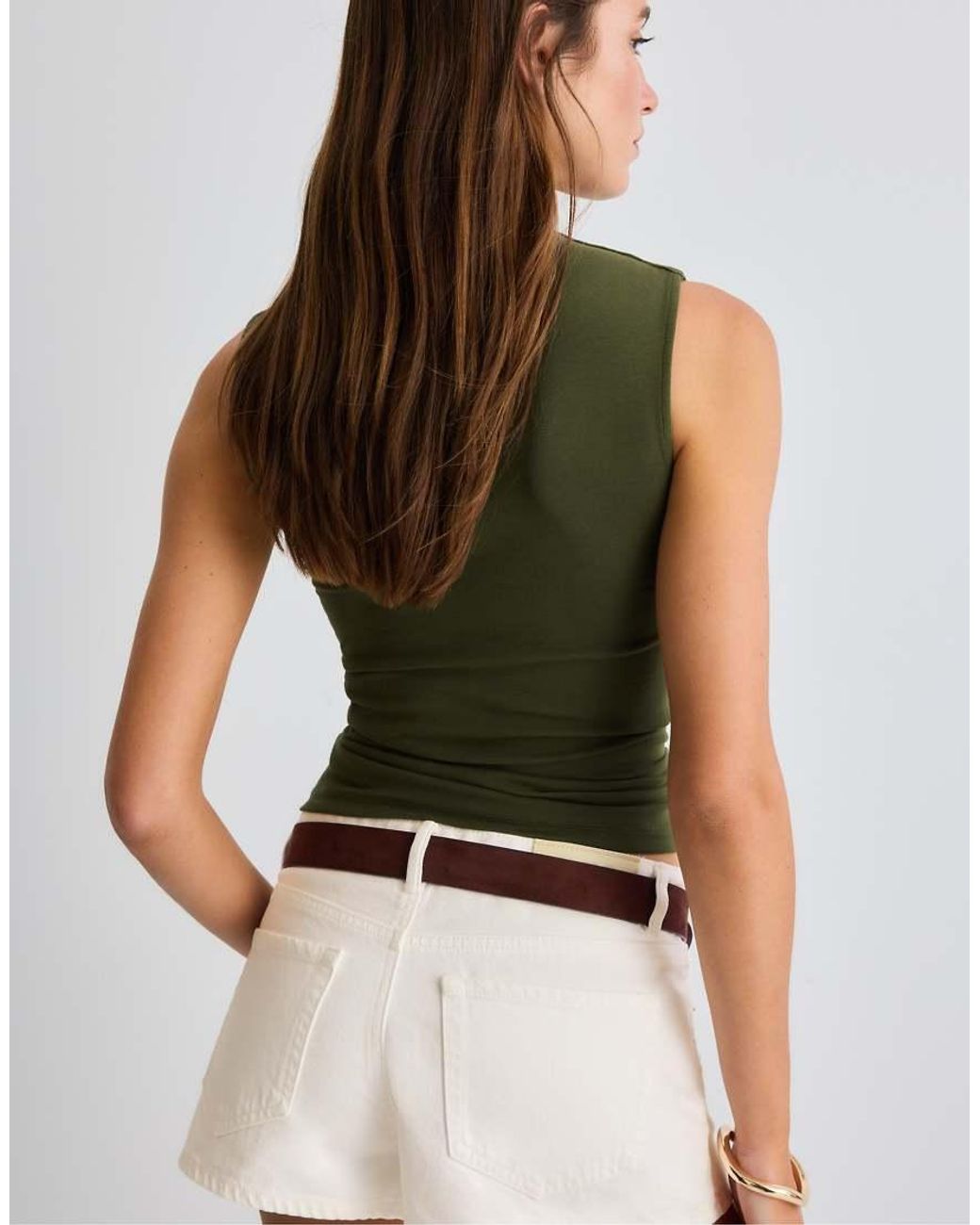 Stradivarius Green Basic Sleeveless T-shirt