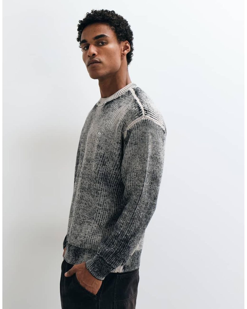 Obey Gray Spray Effect Crewneck Jumper for men