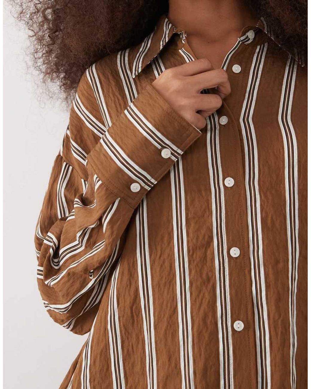 Mango Brown Classic Oversized Shirt
