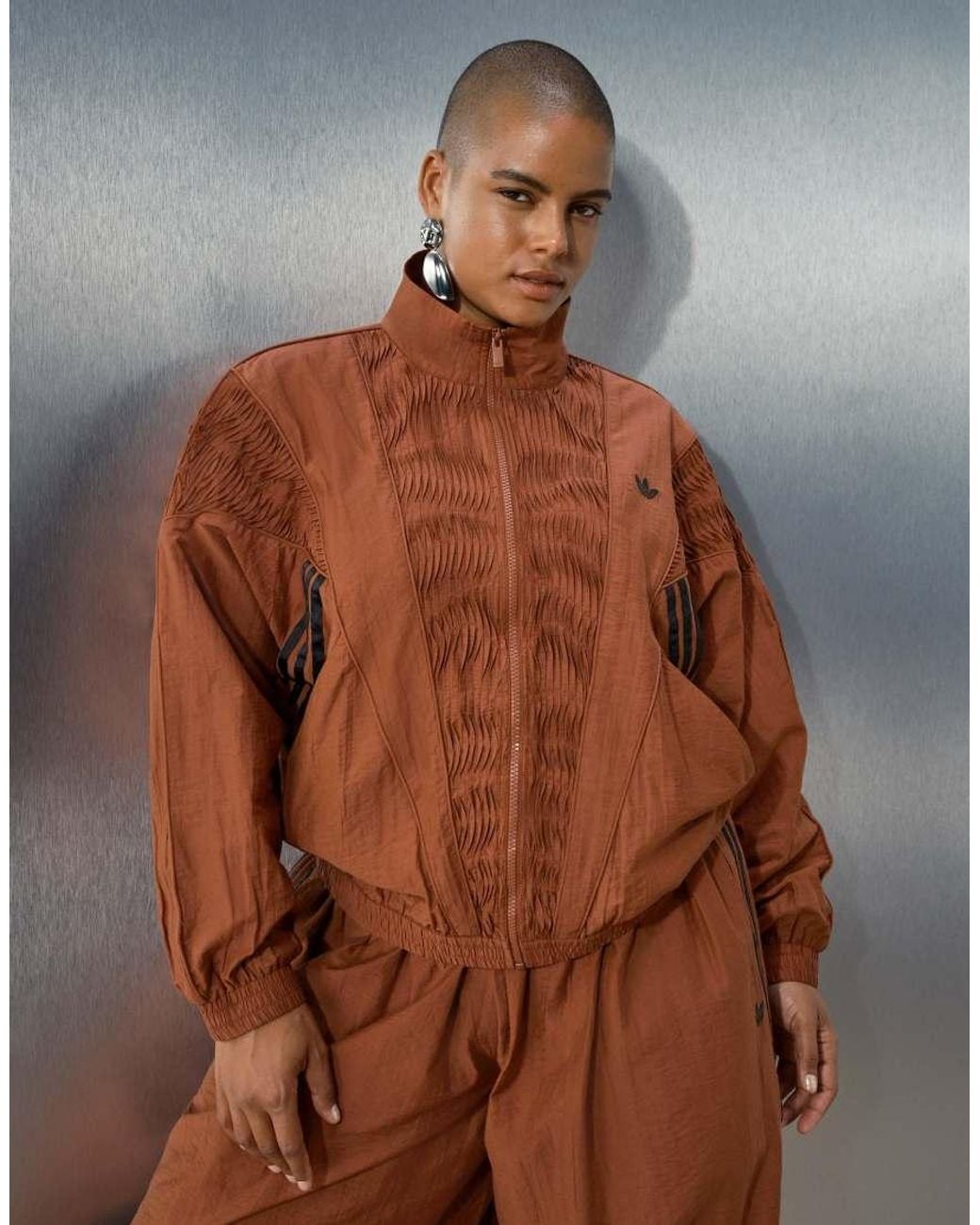 adidas Originals x ASOS Brown Track Jacket With Pleated Panels