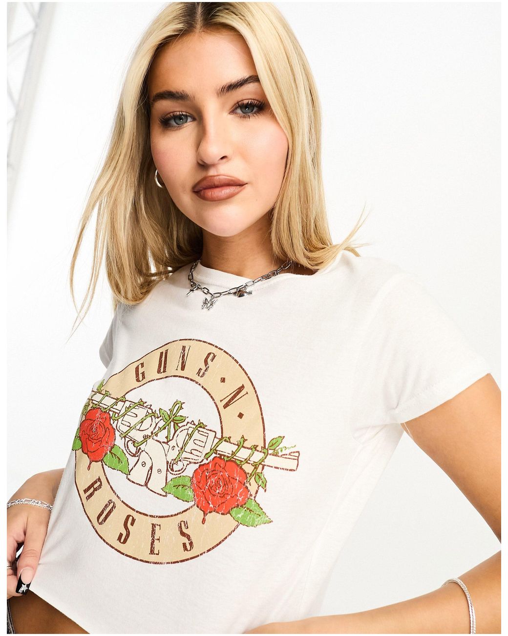 Reclaimed vintage Guns N Roses Licensed Baby Tee in White Lyst