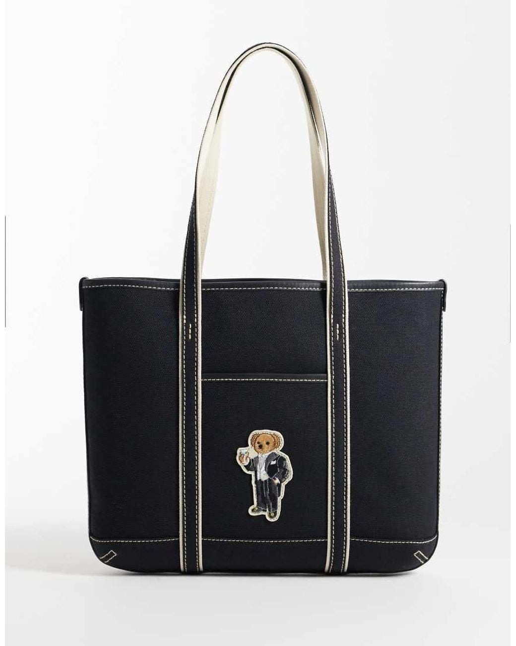 Polo Ralph Lauren Black Bear Print Small Tote Bag