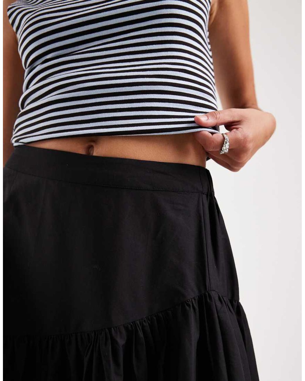 ASOS White Asymmetric Tiered Boho Maxi Skirt