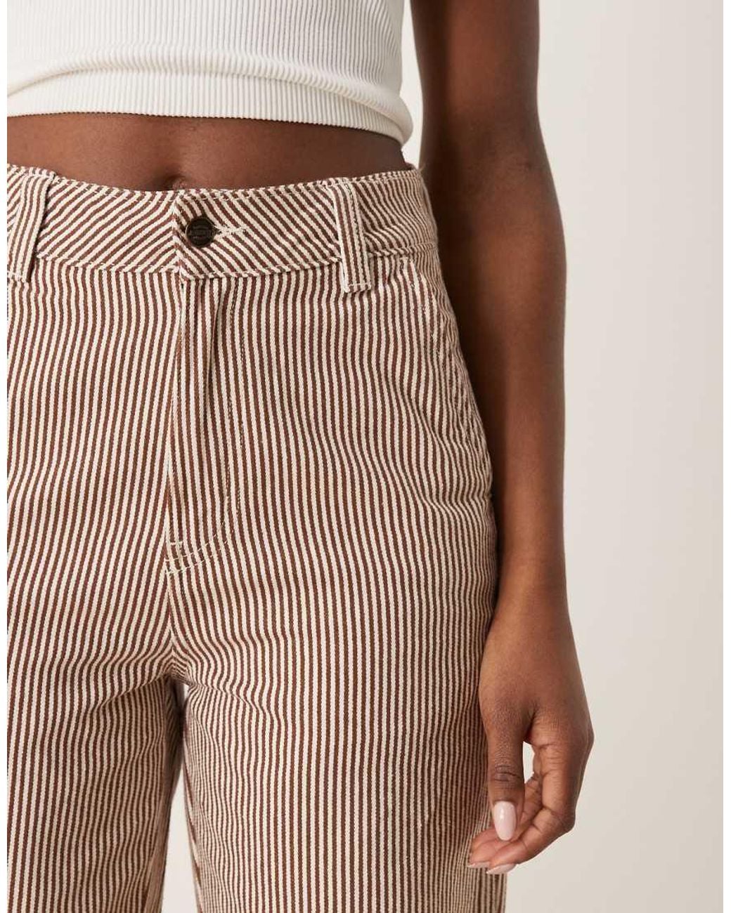 Dickies Natural Hickory Stripe Relaxed Fit Denim Carpenter Trousers