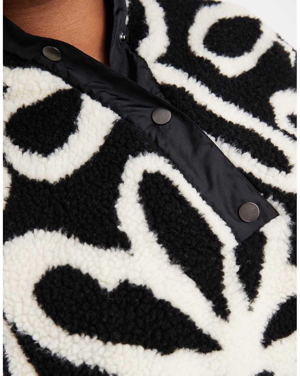 ONLY Black Button Down Borg Fleece