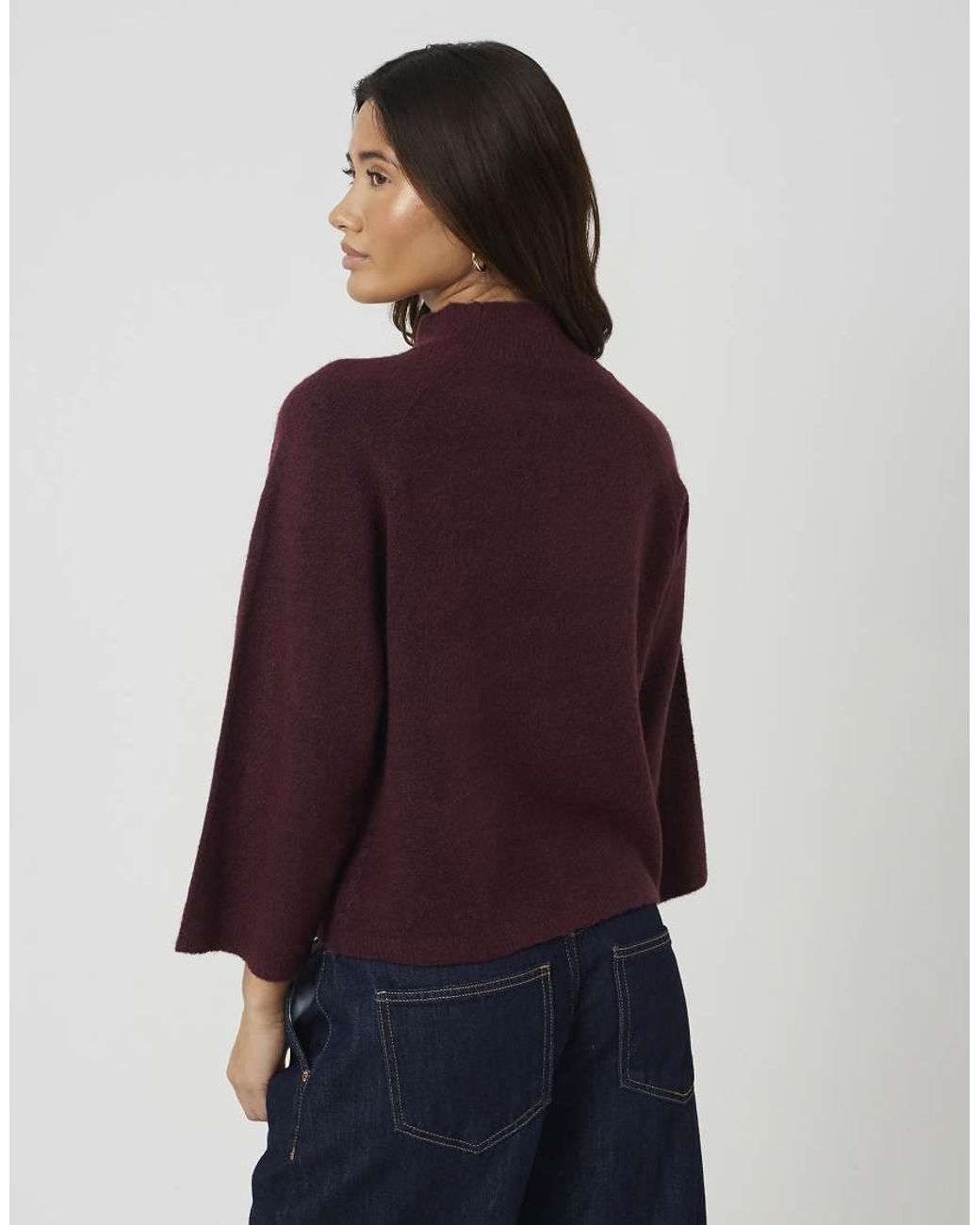 Brave Soul Purple Turtle Neck Loose Fit Knitted T-Shirt