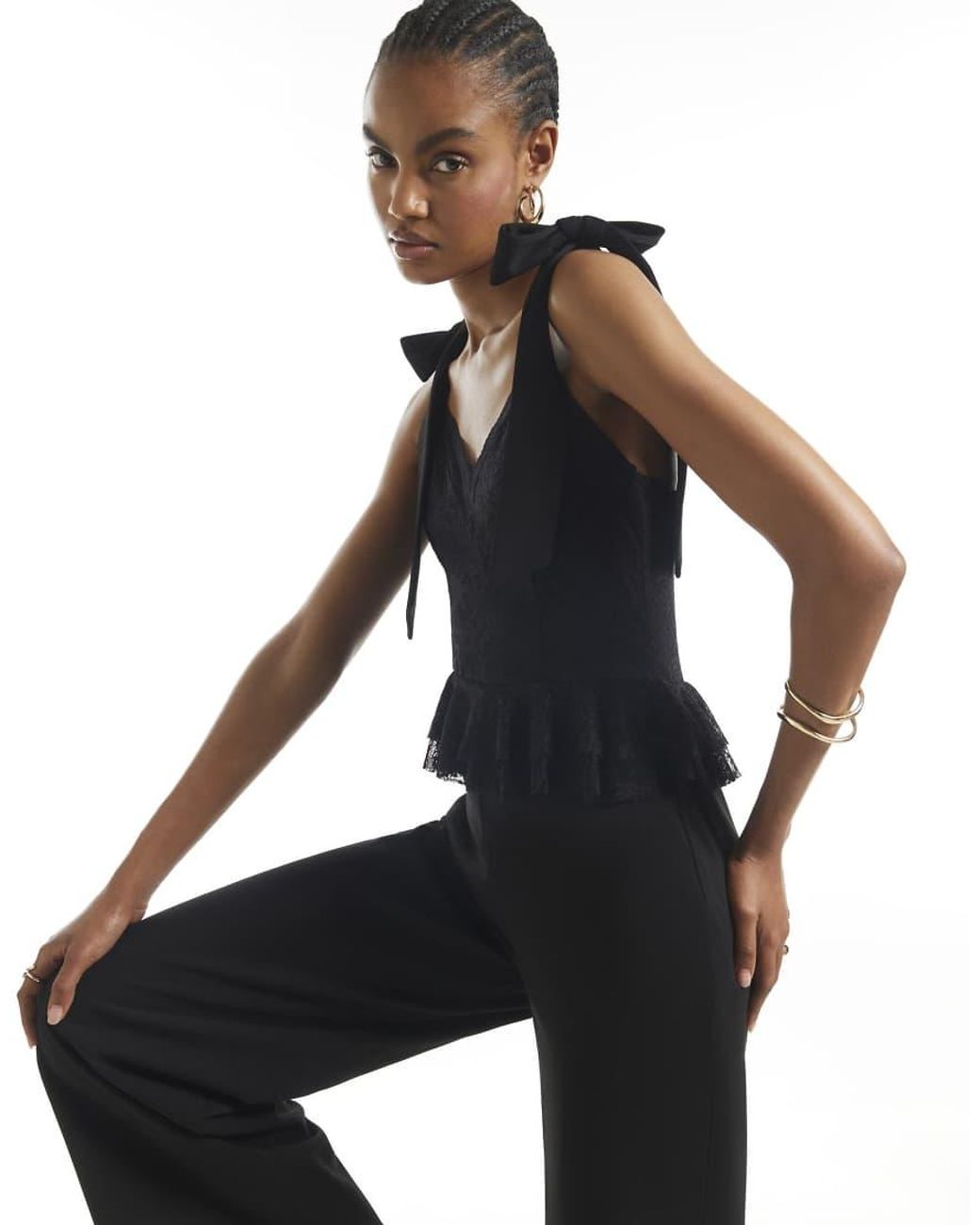 River Island Blue Lace Corset Jumpsuit