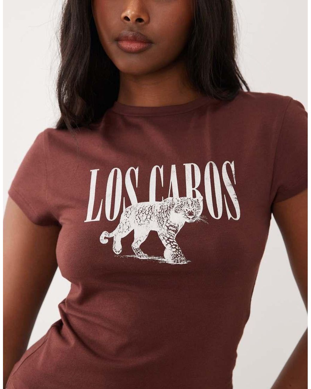 ASOS Red Short Sleeve Crop Top With Los Cabos Graphic