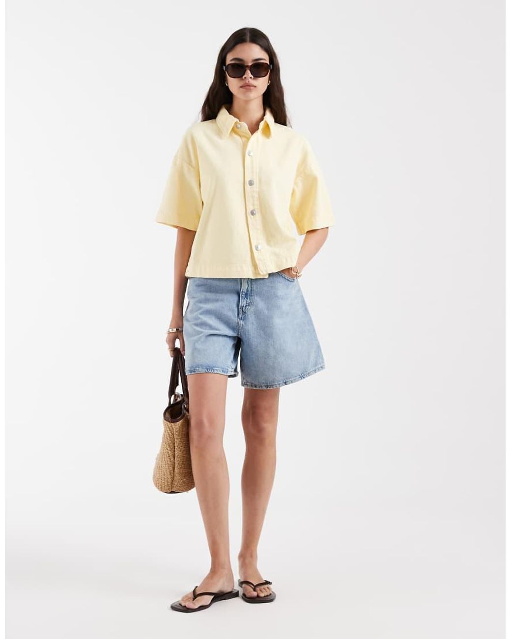 Pieces Natural Boxy Denim Shirt