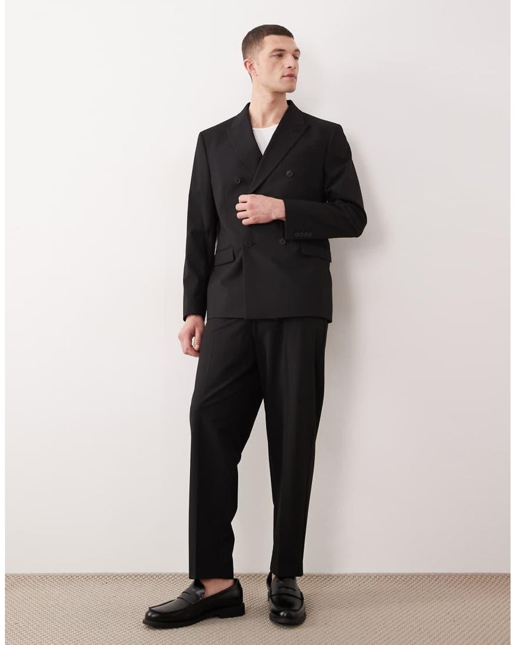 ASOS Black Double Breasted Regular Suit Jacket for men