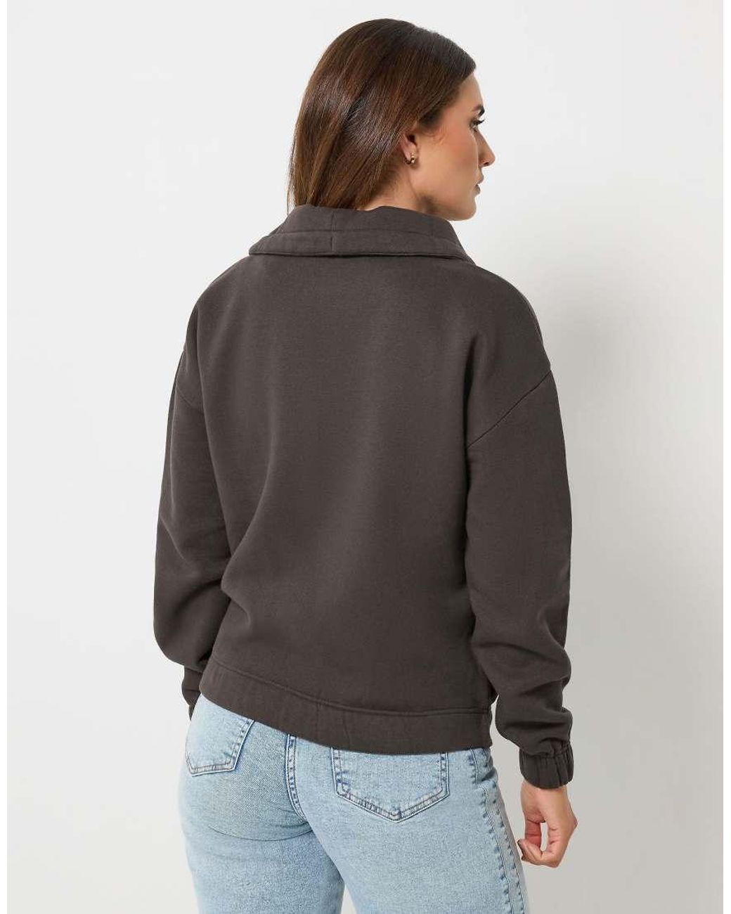 Long Tall Sally Gray Funnel Neck Zip Through Sweatshirt