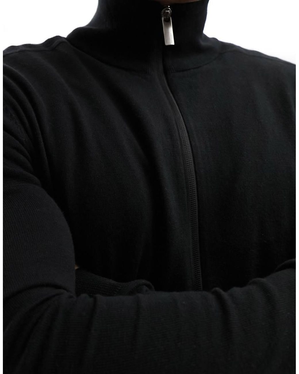 SELECTED Blue Zip Up Knitted Jumper for men